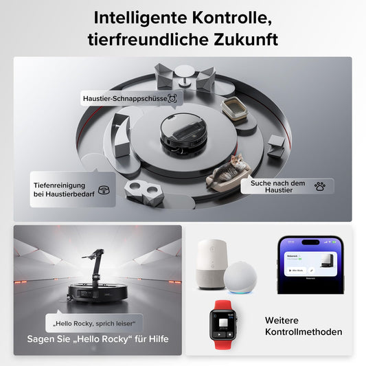 Roborock Saros Z70 Silber Saugroboter mit Wischfunktion, 22.000 Pa, 7,98cm Ultra-Slim, OmniGrip