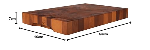 Cuisine Romefort | Hackblock aus Thermobuche Stirnholz | Massives Schneidebrett mit Griffen | Holz Geölt (XXL | 60 x 40 x 7 cm)