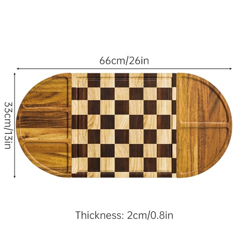 Charcuterie & Käsebrett Set 66x33 cm – Magnetisch, Massivholz, Servier- & Schneidebretter für Weihnachten & Feiern