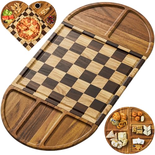 Charcuterie & Käsebrett Set 66x33 cm – Magnetisch, Massivholz, Servier- & Schneidebretter für Weihnachten & Feiern