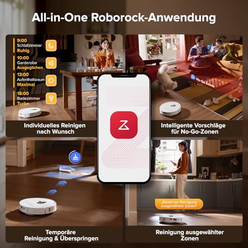 Roborock QV 35S Weiß Saugroboter mit Wischfunktion, 10.000 Pa, Hebbare Mopps, Anti-Tangle