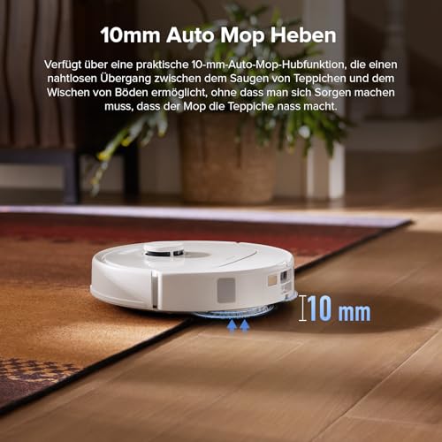 Roborock QV 35S Weiß Saugroboter mit Wischfunktion, 10.000 Pa, Hebbare Mopps, Anti-Tangle