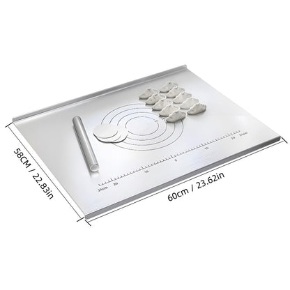 316 Edelstahl Schneidebrett Groß - Frühstücksbrettchen, Küchenbrett Antibakteriell, Zum Kneten, Arbeitsplatte (60 * 58cm)