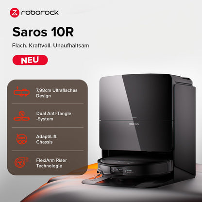 Roborock Saros 10R Saugroboter mit Wischfunktion, 22.000 Pa, 7,98cm Ultra-Slim, Zero-Tangle