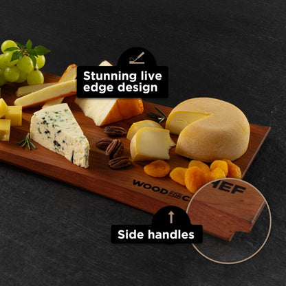 WoodForChef Charcuterie & Servierbrett 61 cm – American Cherry Holzbrett mit Griffen, Servierplatte für Brot, Fleisch, Obst & Vorspeisen