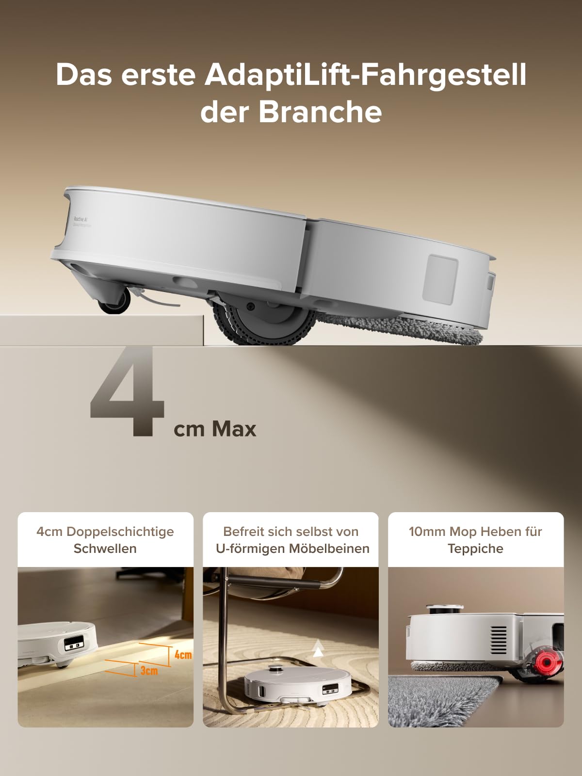 Roborock Qrevo CurvX Weiß Saugroboter mit Wischfunktion, 22.000 Pa, 7,98cm Ultra-Slim, Anti-Tangle