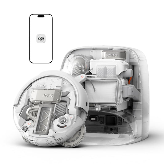 DJI ROMO P Transparent Saugroboter mit Wischfunktion, 25.000 Pa, 200 Tage wartungsfrei