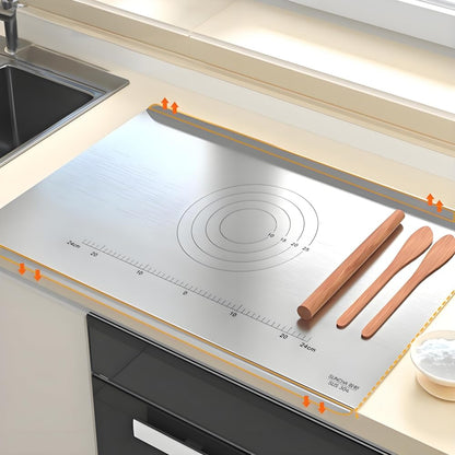 316 Edelstahl Schneidebrett Groß - Frühstücksbrettchen, Küchenbrett Antibakteriell, Zum Kneten, Arbeitsplatte (60 * 58cm)