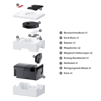 Roborock Qrevo Master Schwarz inkl. 2 Mops Saug- & Wischroboter, 10.000 Pa, FlexiArm Design