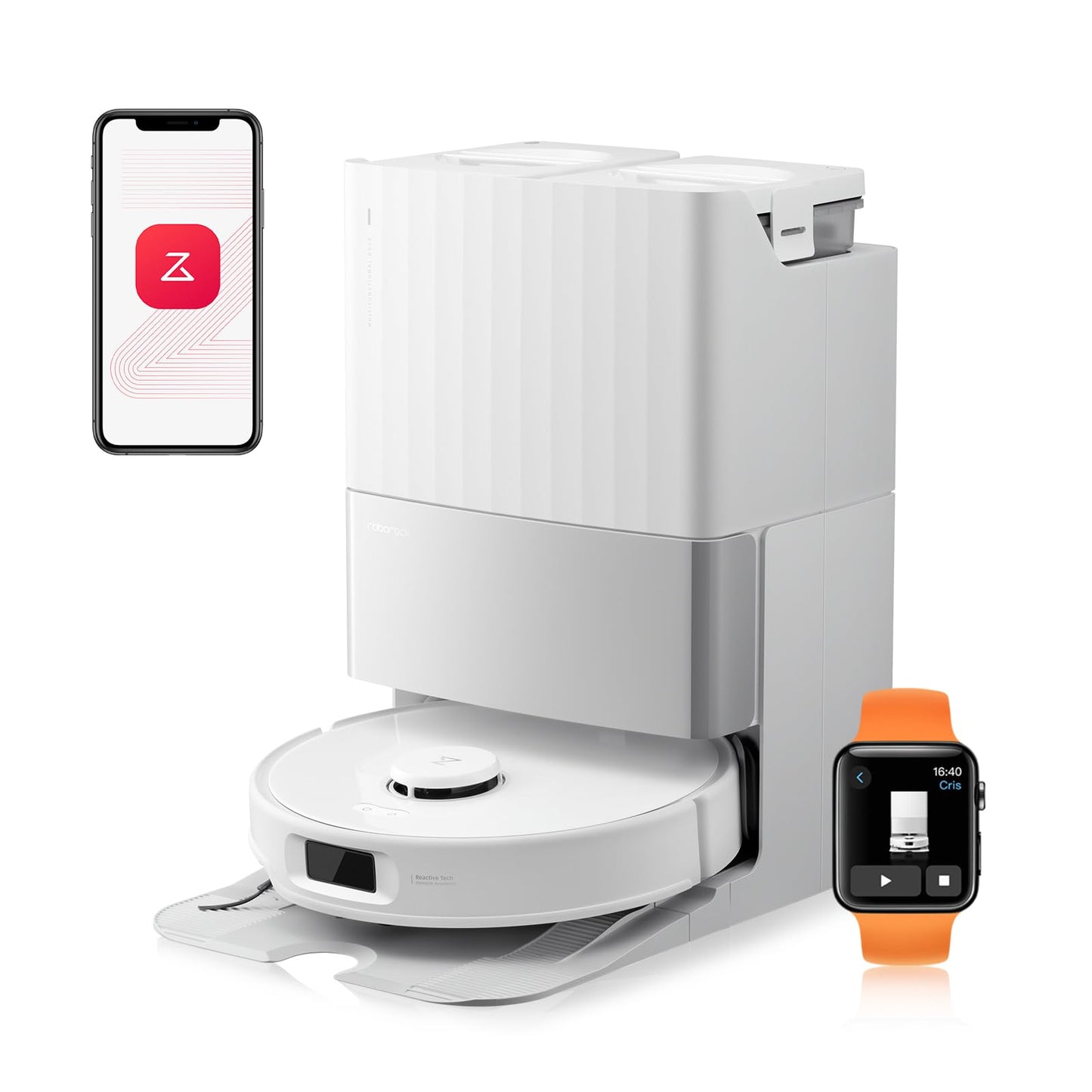 Roborock Qrevo Edge S5A Weiß Saugroboter mit Wischfunktion, 18.500 Pa, 75°C Heißwasser, FlexiArm