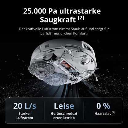 DJI ROMO P Transparent Saugroboter mit Wischfunktion, 25.000 Pa, 200 Tage wartungsfrei