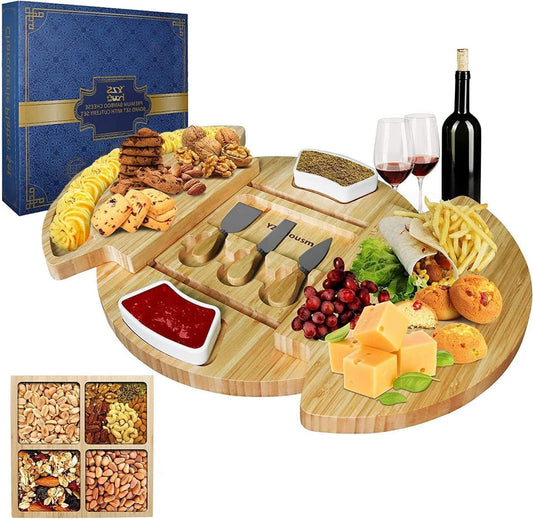 Louis Donné Käsebrett Set mit Messern – Großes Servierbrett aus Holz für Charcuterie, Käse & Fleisch – Geschenk für Feinschmecker & Partys