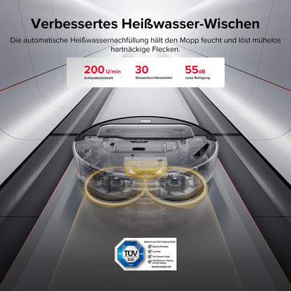 Roborock Saros Z70 Silber Saugroboter mit Wischfunktion, 22.000 Pa, 7,98cm Ultra-Slim, OmniGrip