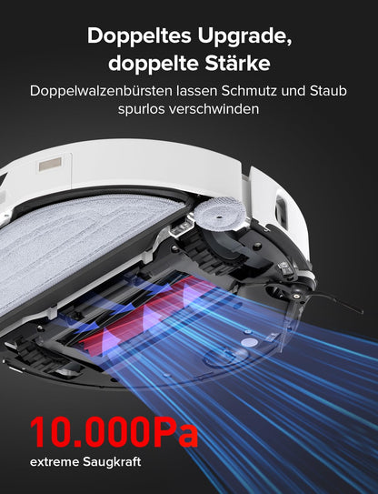 Roborock S8 MaxV Ultra Saugroboter mit Wischfunktion, 10.000 Pa, 60°C Heißwasser, Ausfahrbare Bürste