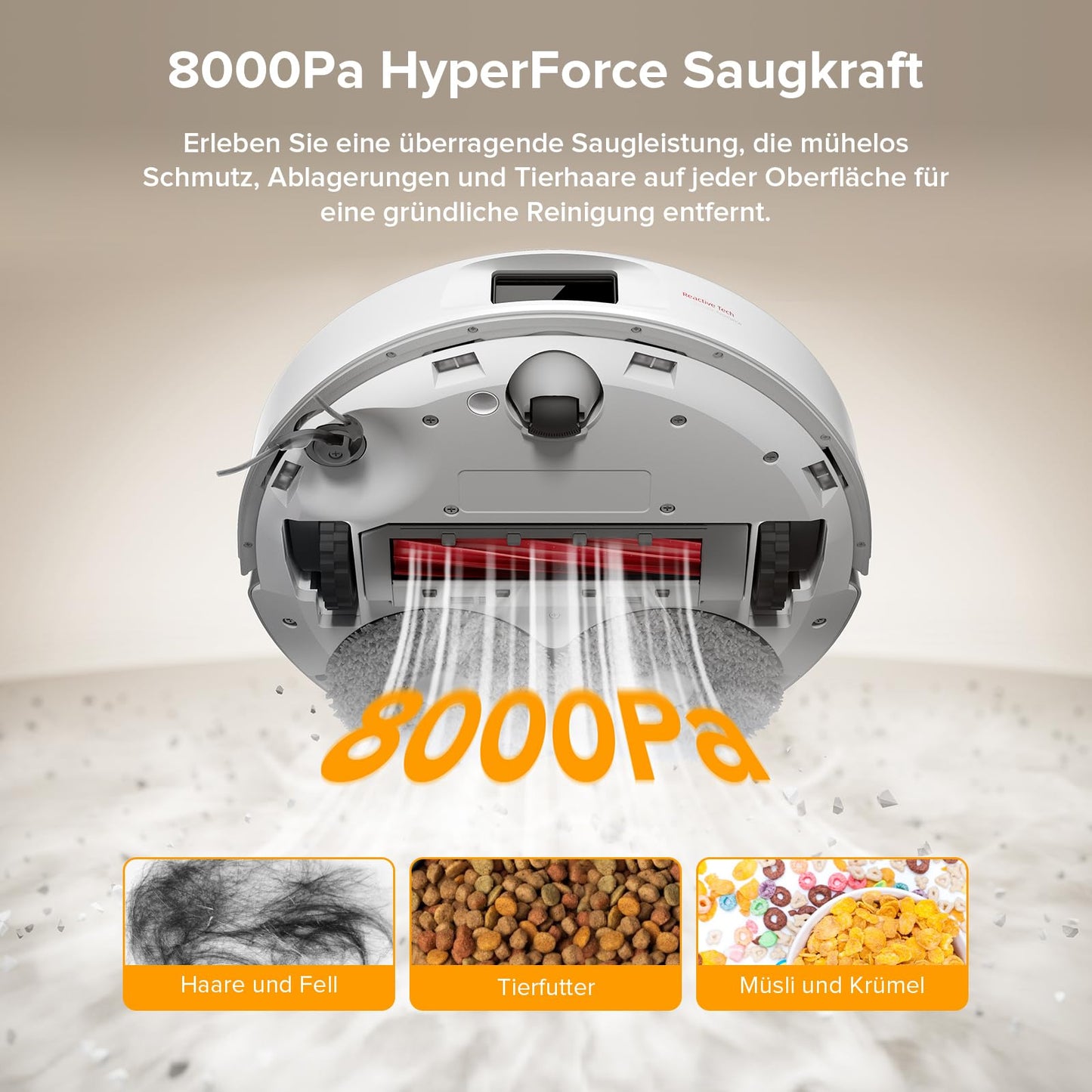 Roborock QV 35A Weiß Saugroboter mit Wischfunktion, 8.000 Pa, Hebarer Mopp, Anti-Verfilzung