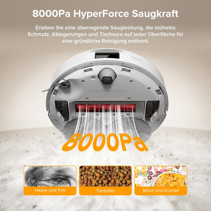 Roborock QV 35A Weiß Saugroboter mit Wischfunktion, 8.000 Pa, Hebarer Mopp, Anti-Verfilzung