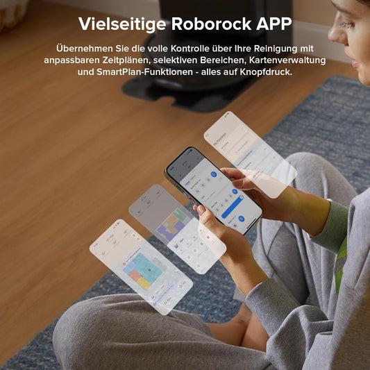 Roborock QV 35A Schwarz Saugroboter mit Wischfunktion, 8.000 Pa, Hebarer Mopp, Anti-Verfilzung
