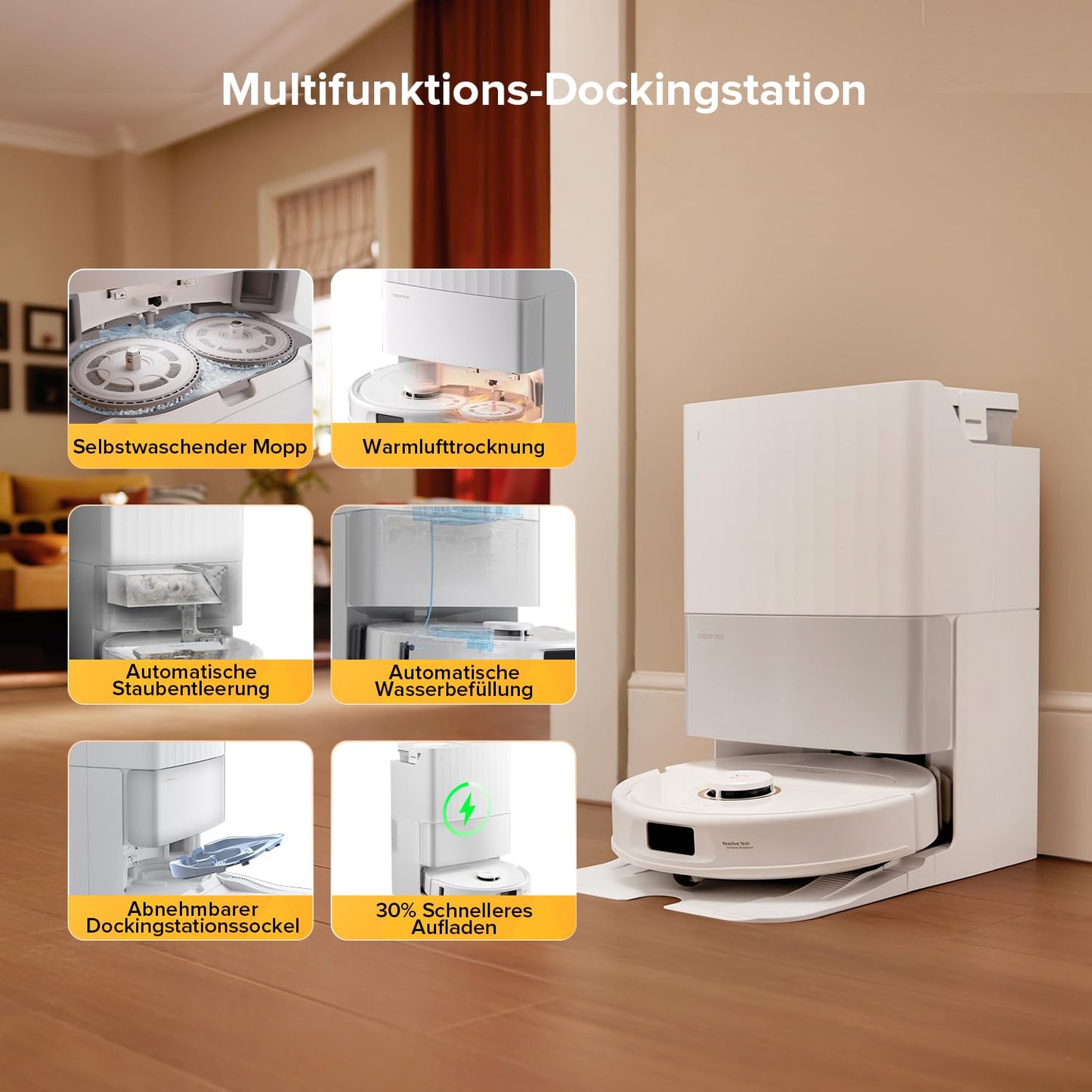 Roborock Qrevo S5V Weiß Saugroboter mit Wischfunktion, 12.000 Pa, Hebarer Mopp, Zero-Tangle