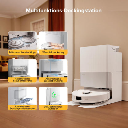 Roborock Qrevo S5V Weiß Saugroboter mit Wischfunktion, 12.000 Pa, Hebarer Mopp, Zero-Tangle