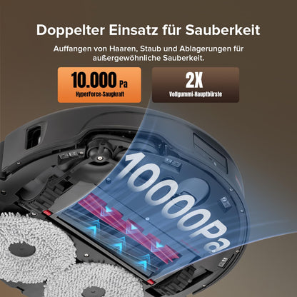 Roborock Qrevo Master Schwarz inkl. 2 Mops Saug- & Wischroboter, 10.000 Pa, FlexiArm Design