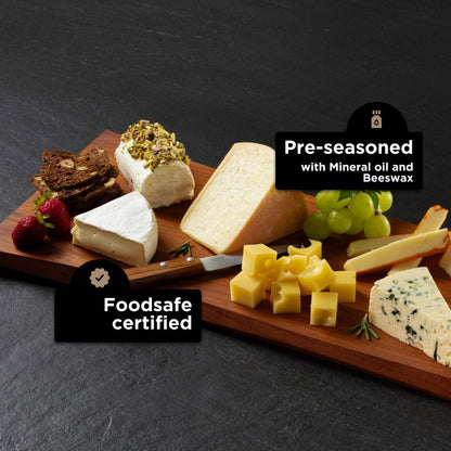WoodForChef Charcuterie & Servierbrett 61 cm – American Cherry Holzbrett mit Griffen, Servierplatte für Brot, Fleisch, Obst & Vorspeisen