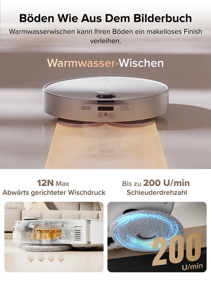 Roborock Qrevo CurvX Weiß Saugroboter mit Wischfunktion, 22.000 Pa, 7,98cm Ultra-Slim, Anti-Tangle