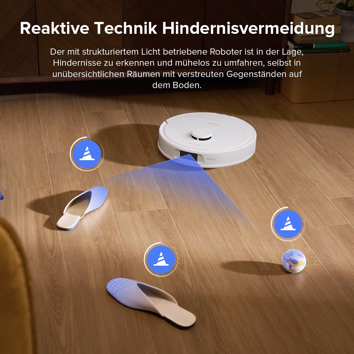 Roborock QV 35S Weiß Saugroboter mit Wischfunktion, 10.000 Pa, Hebbare Mopps, Anti-Tangle