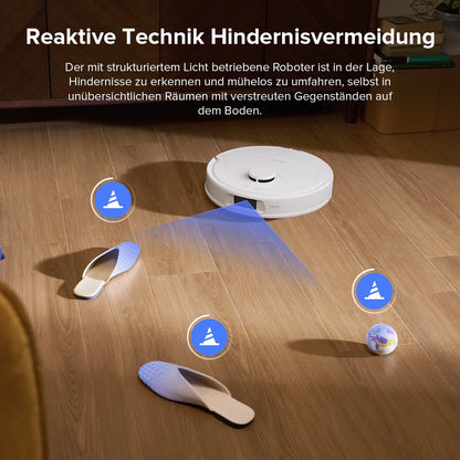 Roborock QV 35S Weiß Saugroboter mit Wischfunktion, 10.000 Pa, Hebbare Mopps, Anti-Tangle