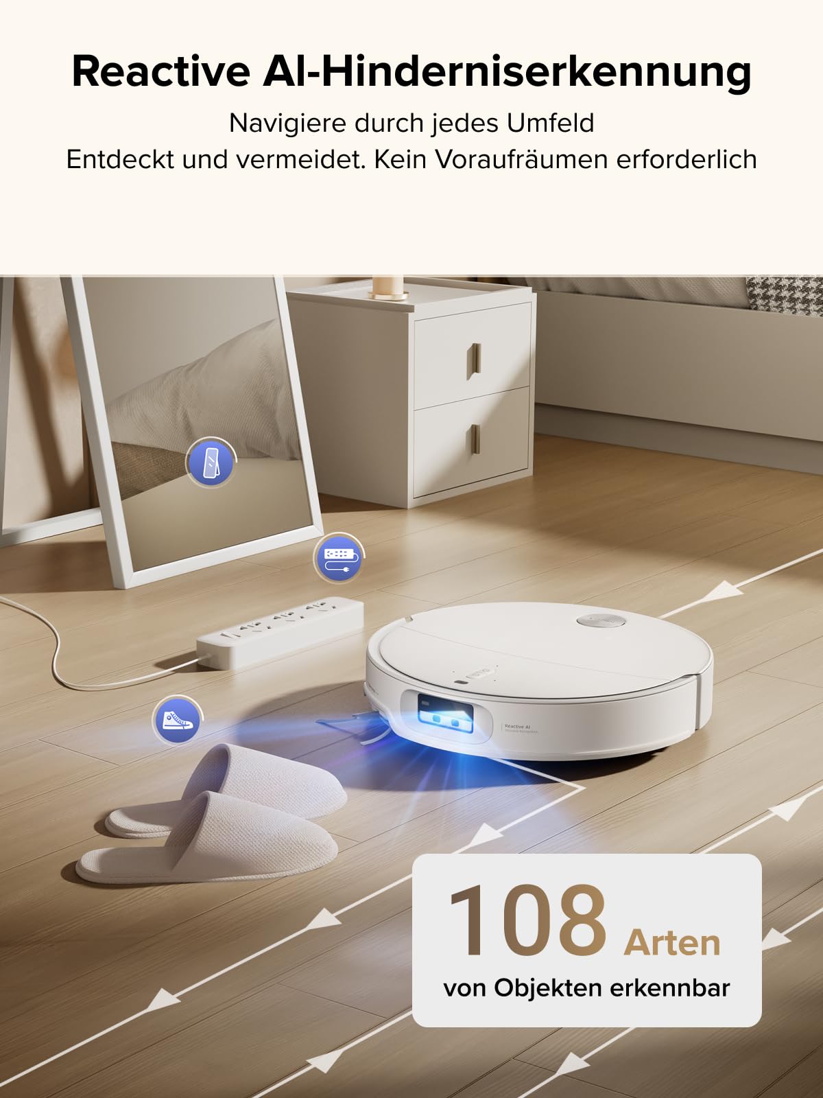 Roborock Qrevo CurvX Weiß Saugroboter mit Wischfunktion, 22.000 Pa, 7,98cm Ultra-Slim, Anti-Tangle