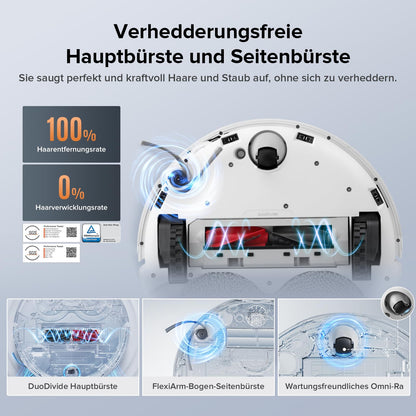 Roborock Qrevo Edge S5A Weiß Saugroboter mit Wischfunktion, 18.500 Pa, 75°C Heißwasser, FlexiArm