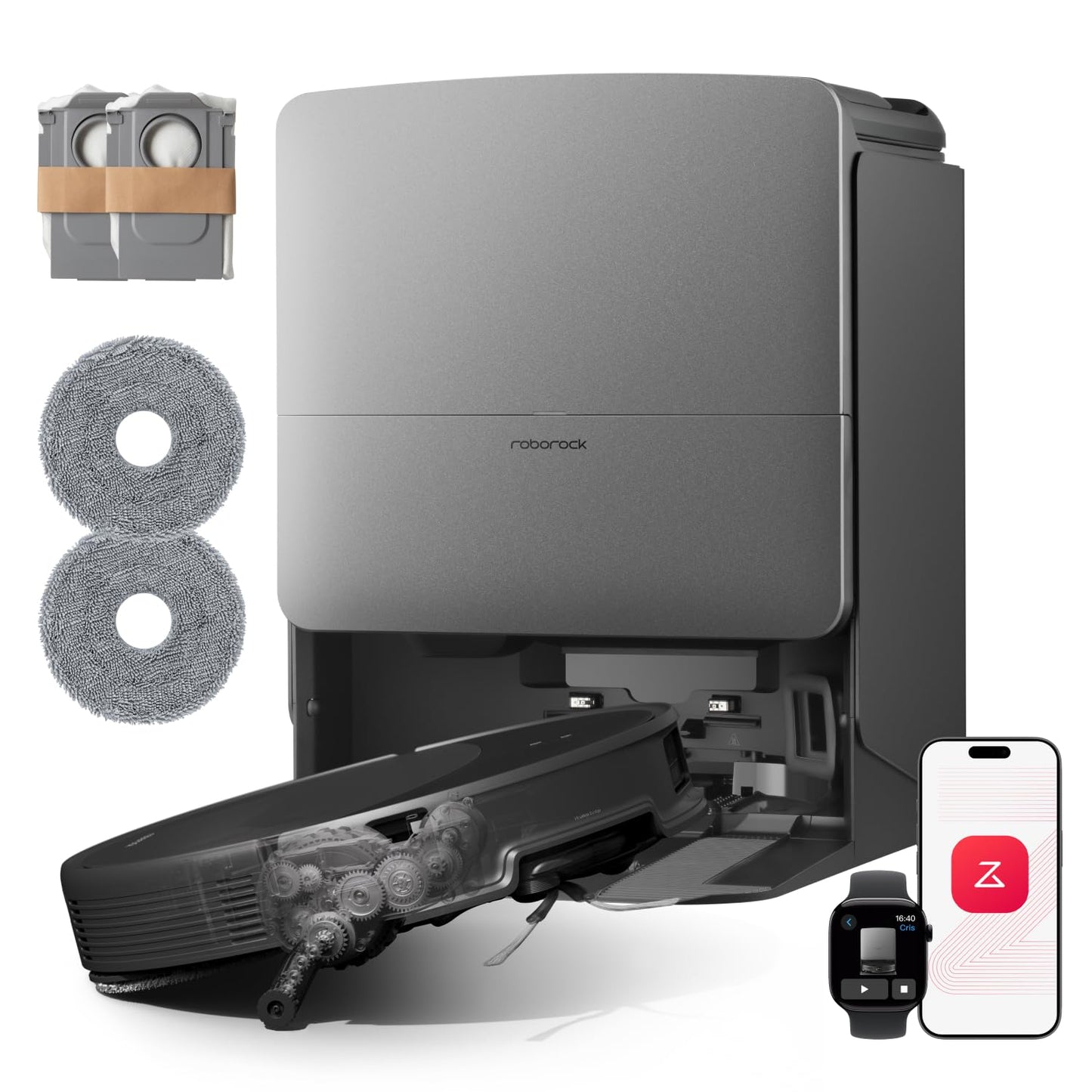Roborock Saros 20 Set Saugroboter mit Wischfunktion, 36.000 Pa, AdaptiLift 3.0, StarSight 2.0