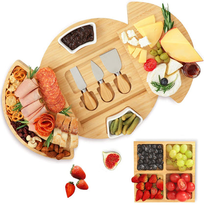 Louis Donné Käsebrett Set mit Messern – Großes Servierbrett aus Holz für Charcuterie, Käse & Fleisch – Geschenk für Feinschmecker & Partys