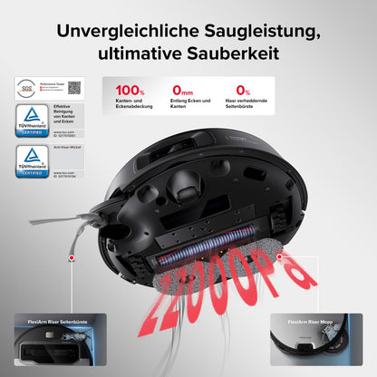 Roborock Saros Z70 Silber Saugroboter mit Wischfunktion, 22.000 Pa, 7,98cm Ultra-Slim, OmniGrip