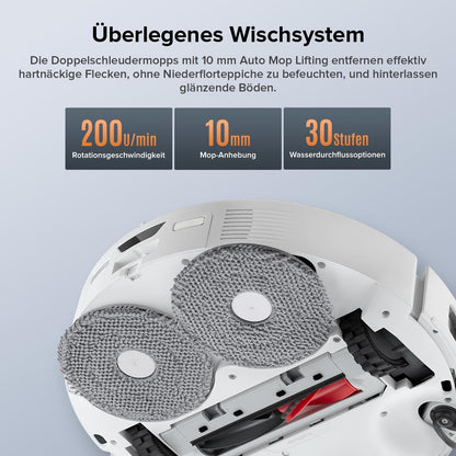 Roborock Qrevo Edge S5A Weiß Saugroboter mit Wischfunktion, 18.500 Pa, 75°C Heißwasser, FlexiArm