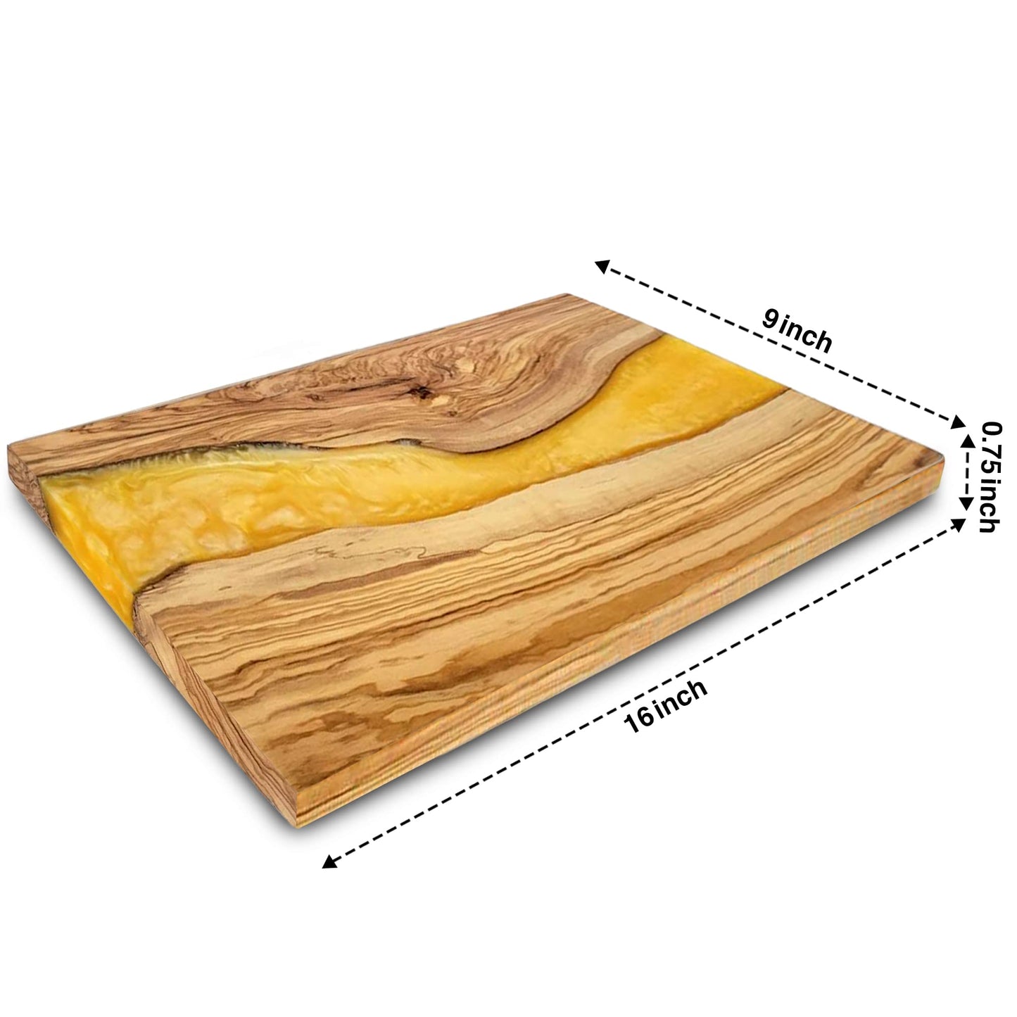 THE LIVE EDGE Olivenholz Charcuterie Board XL – Handgefertigtes Schneidebrett mit Epoxidharz, Servierplatte für Fleisch & Käse, Geschenkidee