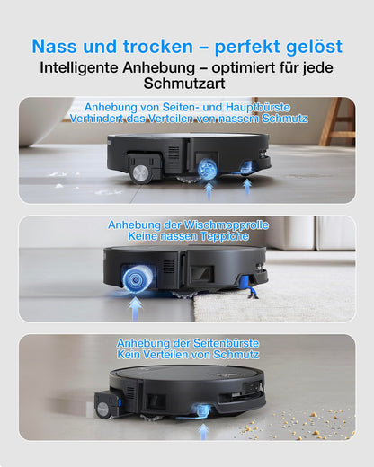 ECOVACS DEEBOT T80S Omni Schwarz Saugroboter mit Wischfunktion, 24.800 Pa, 75°C Heißwasser