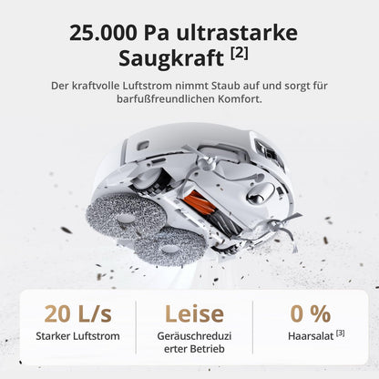 DJI ROMO S Saugroboter mit Wischfunktion, 25.000 Pa, Drohnen-Erkennung, 200 Tage wartungsfrei