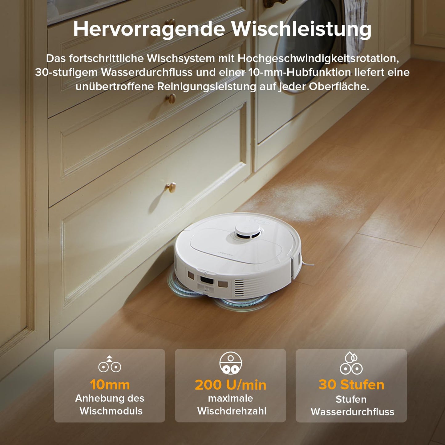Roborock QV 35A Weiß Saugroboter mit Wischfunktion, 8.000 Pa, Hebarer Mopp, Anti-Verfilzung