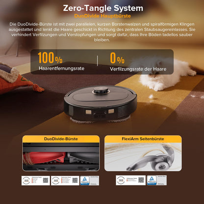 Roborock Qrevo S5V Schwarz Saugroboter mit Wischfunktion, 12.000 Pa, Hebarer Mopp, Zero-Tangle