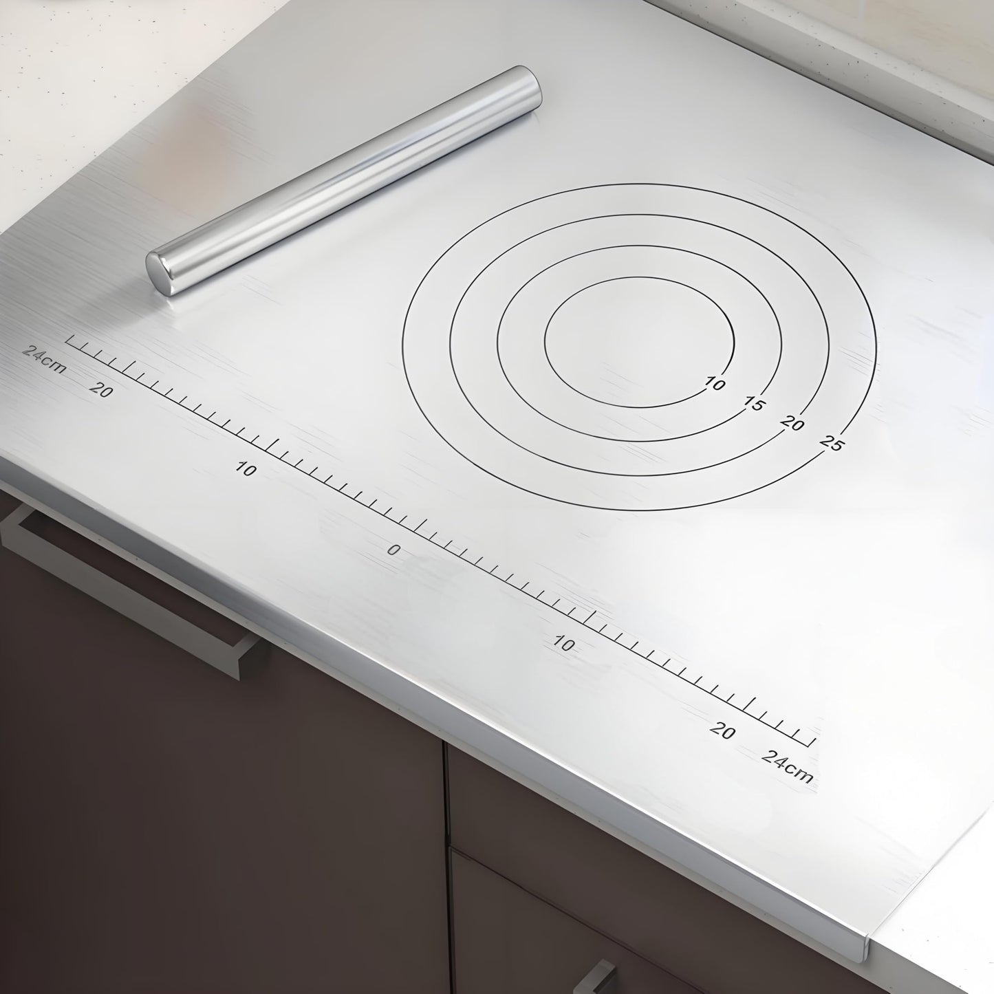 316 Edelstahl Schneidebrett Groß - Frühstücksbrettchen, Küchenbrett Antibakteriell, Zum Kneten, Arbeitsplatte (60 * 58cm)