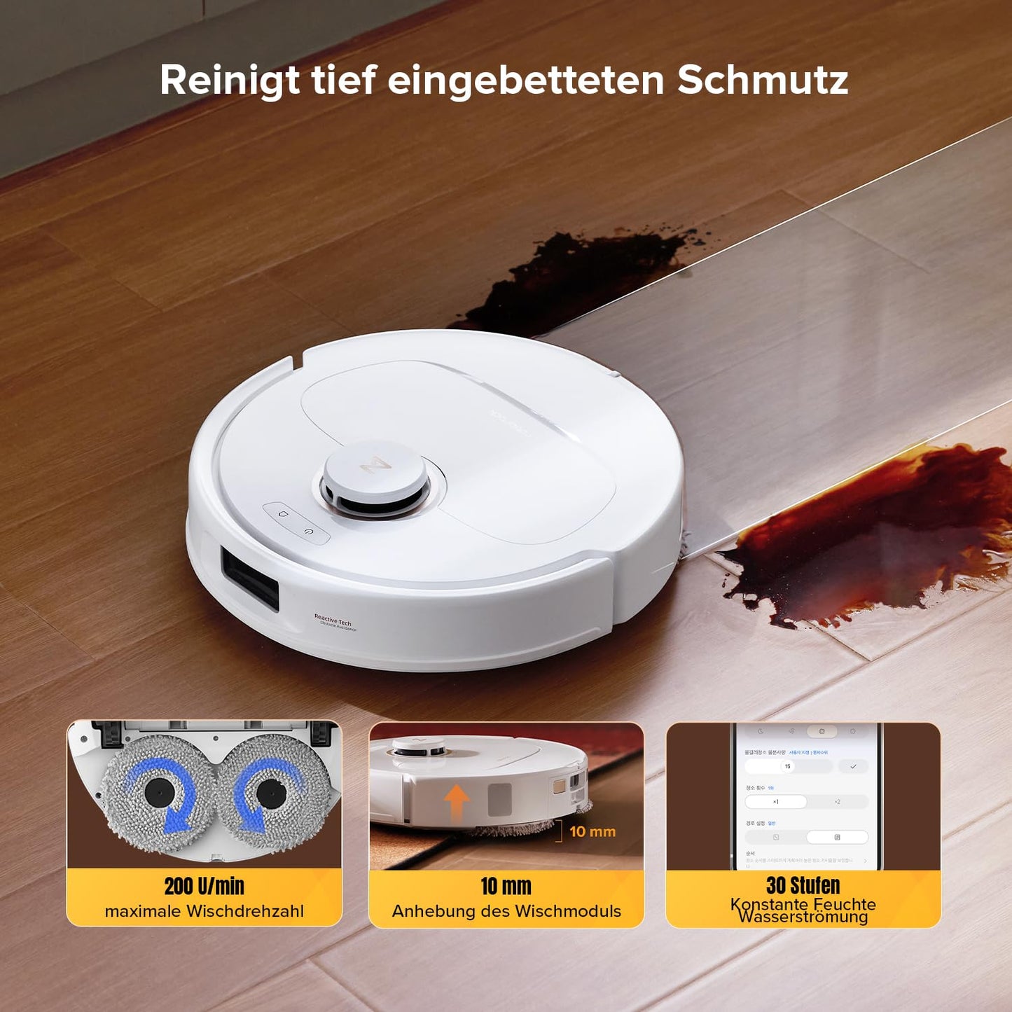 Roborock Qrevo S5V Weiß Saugroboter mit Wischfunktion, 12.000 Pa, Hebarer Mopp, Zero-Tangle