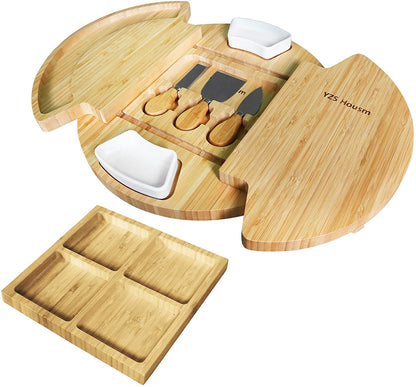 Louis Donné Käsebrett Set mit Messern – Großes Servierbrett aus Holz für Charcuterie, Käse & Fleisch – Geschenk für Feinschmecker & Partys