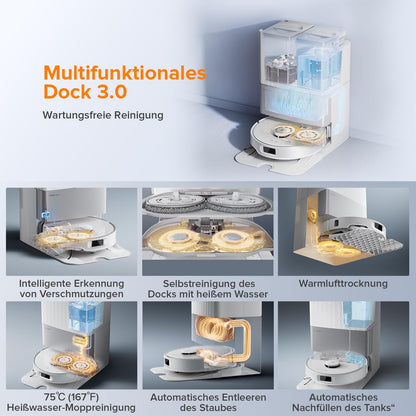 Roborock Qrevo Edge S5A Weiß Saugroboter mit Wischfunktion, 18.500 Pa, 75°C Heißwasser, FlexiArm