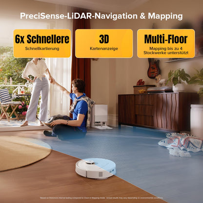 Roborock Qrevo S5V Weiß Saugroboter mit Wischfunktion, 12.000 Pa, Hebarer Mopp, Zero-Tangle