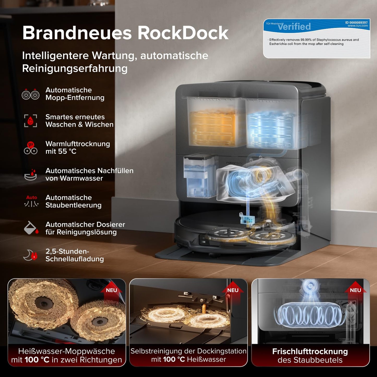 Roborock Saros 20 Set Saugroboter mit Wischfunktion, 36.000 Pa, AdaptiLift 3.0, StarSight 2.0