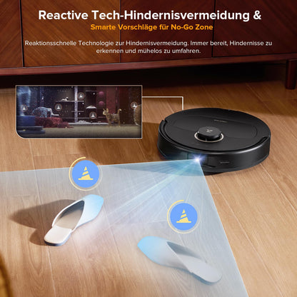 Roborock Qrevo S5V Schwarz Saugroboter mit Wischfunktion, 12.000 Pa, Hebarer Mopp, Zero-Tangle