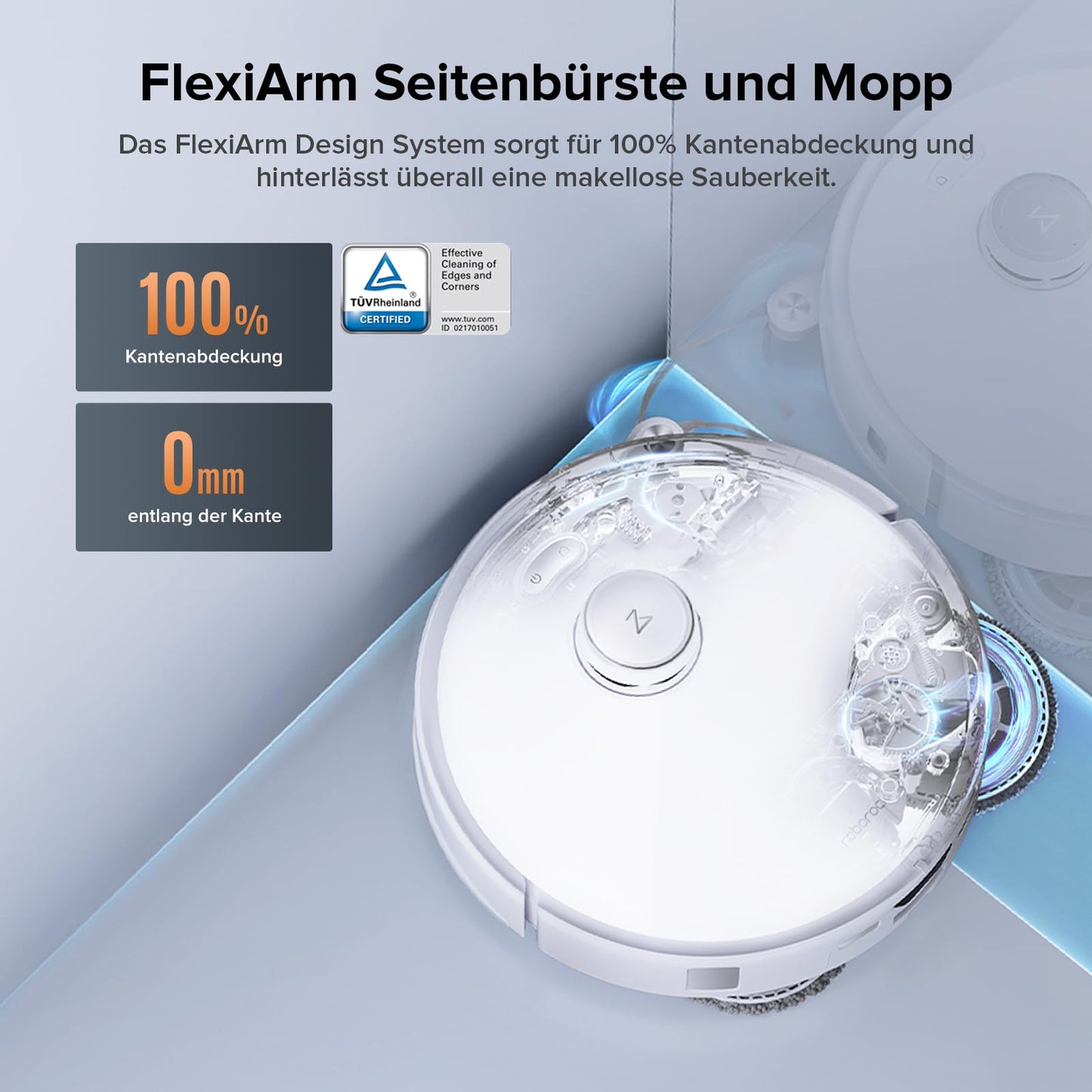 Roborock Qrevo Edge S5A Weiß Saugroboter mit Wischfunktion, 18.500 Pa, 75°C Heißwasser, FlexiArm