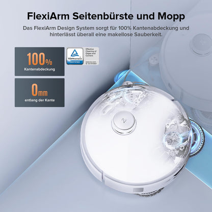 Roborock Qrevo Edge S5A Weiß Saugroboter mit Wischfunktion, 18.500 Pa, 75°C Heißwasser, FlexiArm