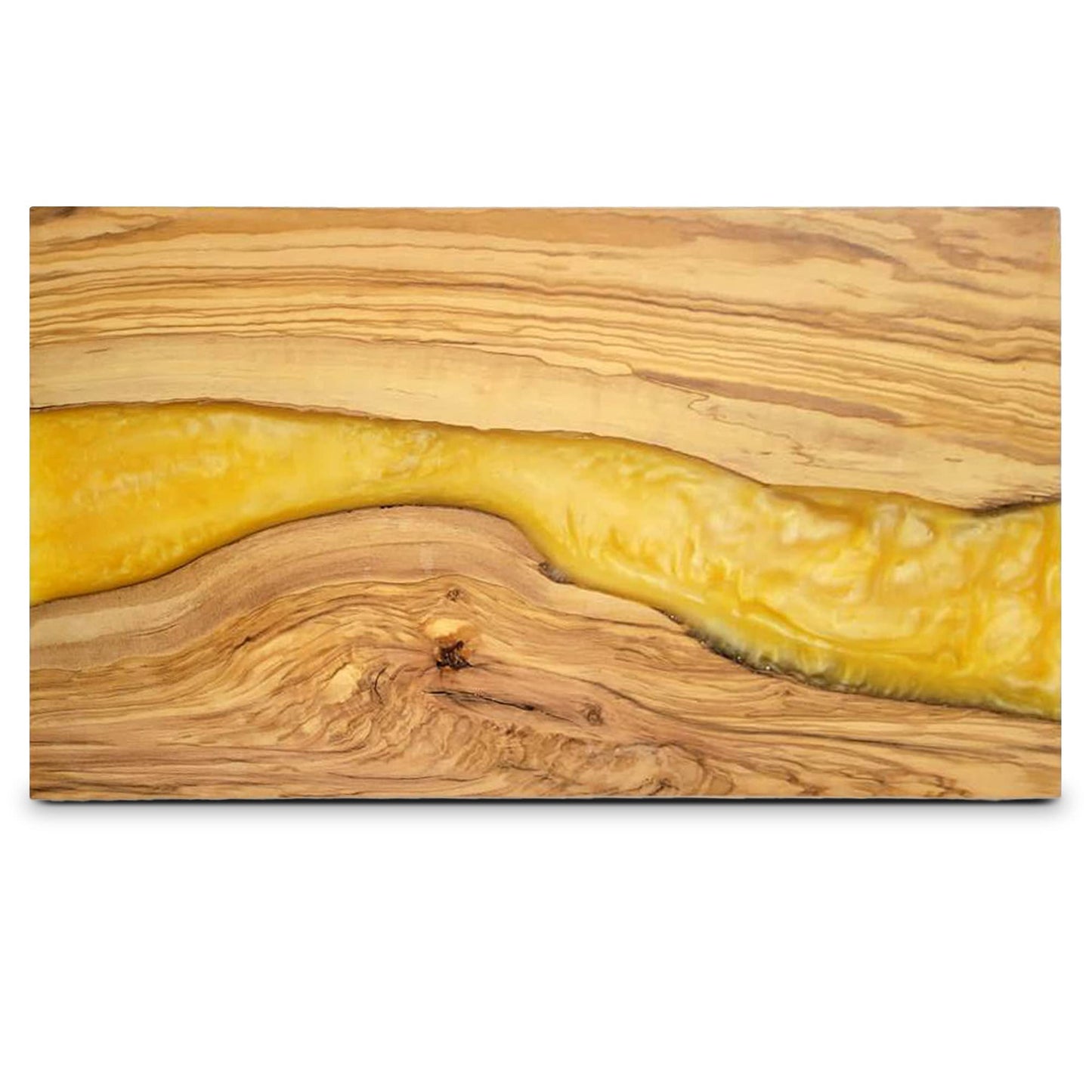 THE LIVE EDGE Olivenholz Charcuterie Board XL – Handgefertigtes Schneidebrett mit Epoxidharz, Servierplatte für Fleisch & Käse, Geschenkidee