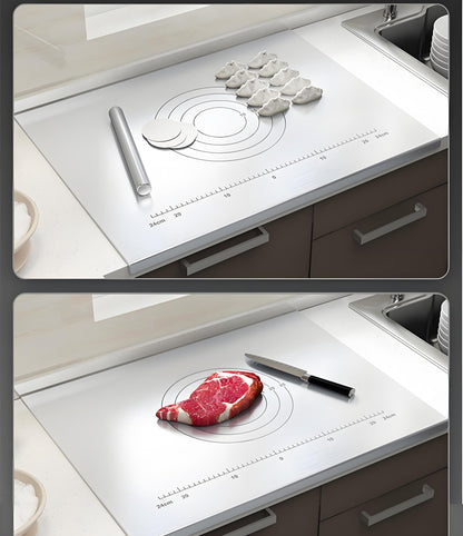 316 Edelstahl Schneidebrett Groß - Frühstücksbrettchen, Küchenbrett Antibakteriell, Zum Kneten, Arbeitsplatte (60 * 58cm)